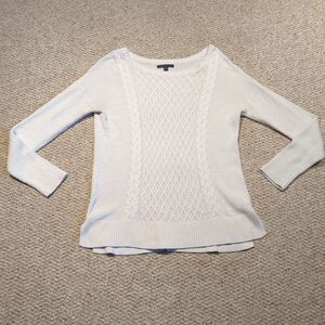 American Eagle Cable Knit Sweater Womens Medium Beige Lightweight Casual
